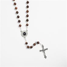 ROSARY GLASS BWN BEADS KATERI RELIC