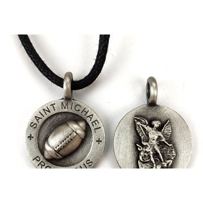 St Michael Football Pewter Pendant on Cord