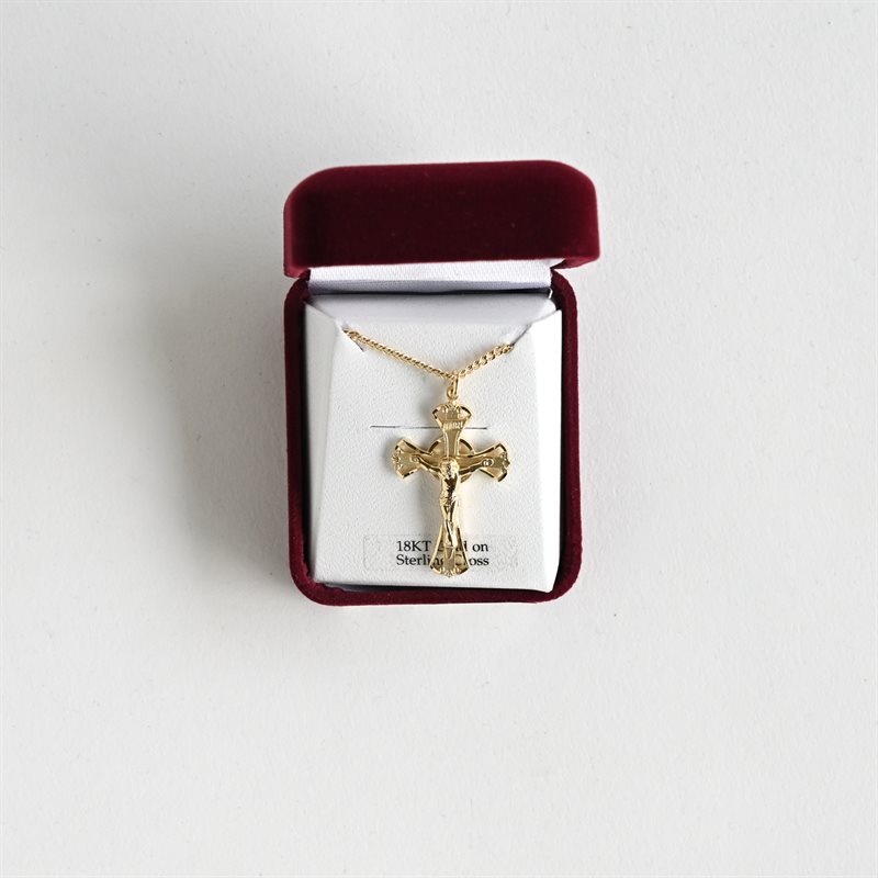 Crucifix plated gold 18"" ss