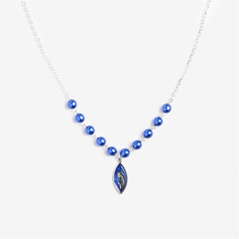 Marian blue pearl necklace on stilver chain