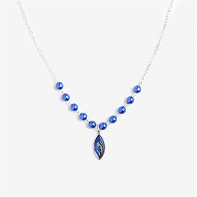 Marian blue pearl necklace on stilver chain