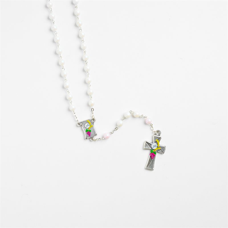 Children's frosted white bead rosary