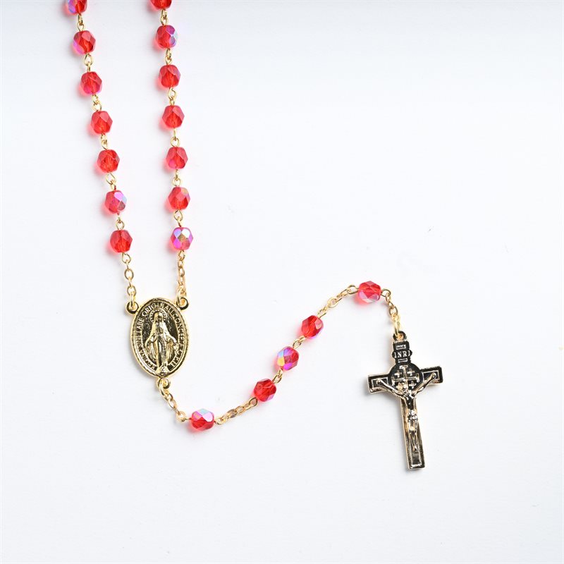 Red Rosary with Relic Gold