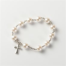 One Decade Cream Rosary on elastic