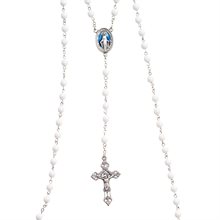 White Rosary with Blue Miraculous Medal